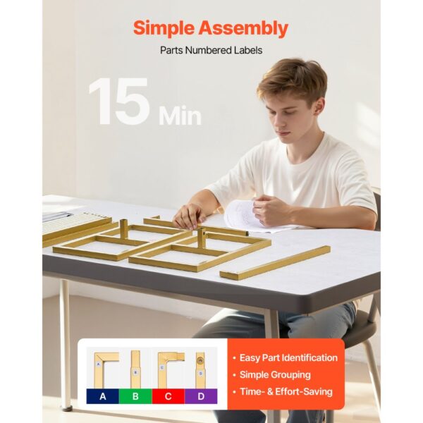VEVOR Bogenständer, 2,4x2,4 m, quadratischer goldener Metall-Bogen-Hintergrundständer für Hochzeiten – Bild 5
