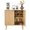VEVOR Sideboard Küchenschrank mit 2 Ablageflächen, Aufbewahrungsschrank 80 x 37,5 x 80 cm Eiche Küchenbuffet