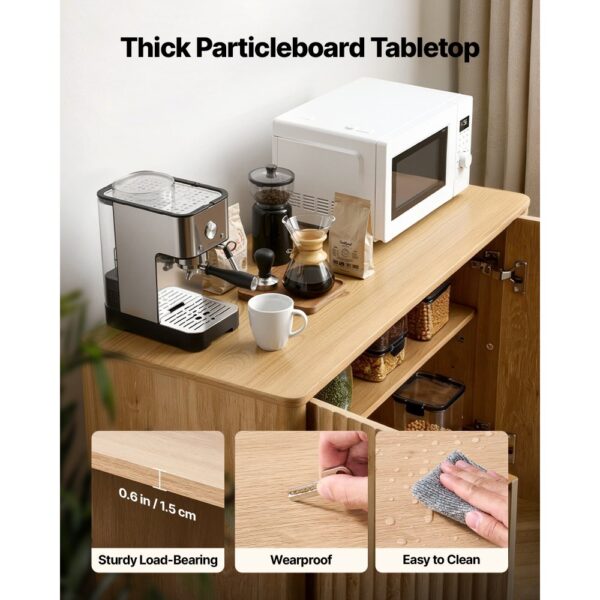 VEVOR Sideboard Küchenschrank mit 2 Ablageflächen, Aufbewahrungsschrank 80 x 37,5 x 80 cm Eiche Küchenbuffet – Bild 5
