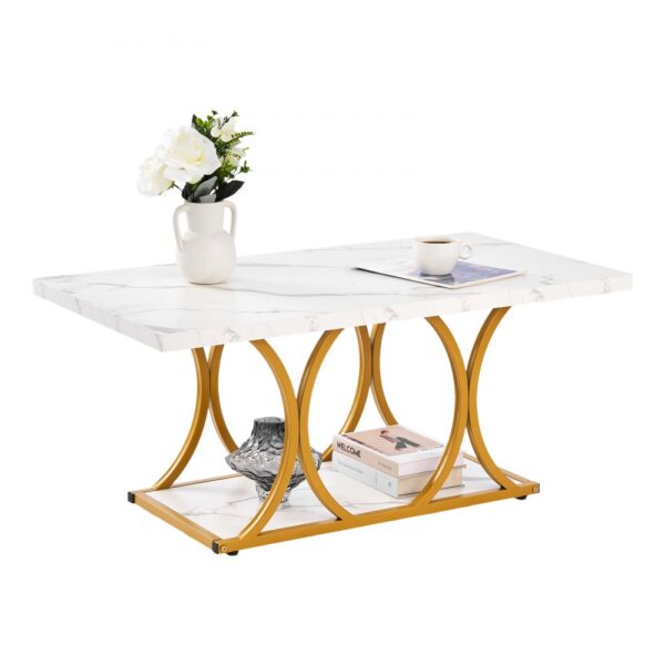 VEVOR Couchtisch Beistelltisch in Marmoroptik, minimalistischer Wohnzimmertisch Weiß