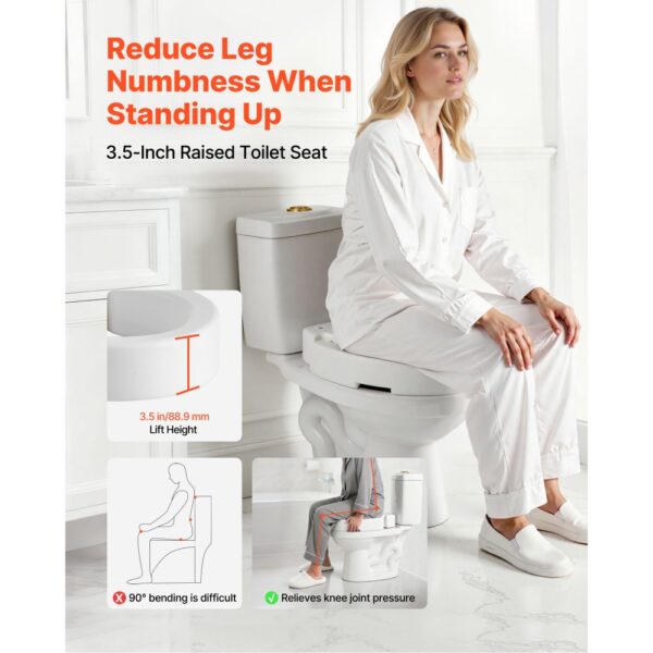 VEVOR Toilettensitzerhöhung Toilettenerhöhung (136 kg belastbar) mit 88,9 mm Hubhöhe – Bild 2