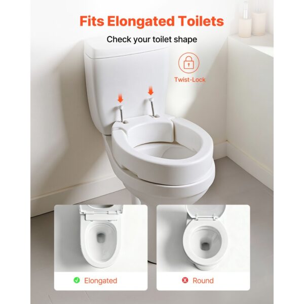 VEVOR Toilettensitzerhöhung Toilettenerhöhung (136 kg belastbar) mit 88,9 mm Hubhöhe – Bild 3