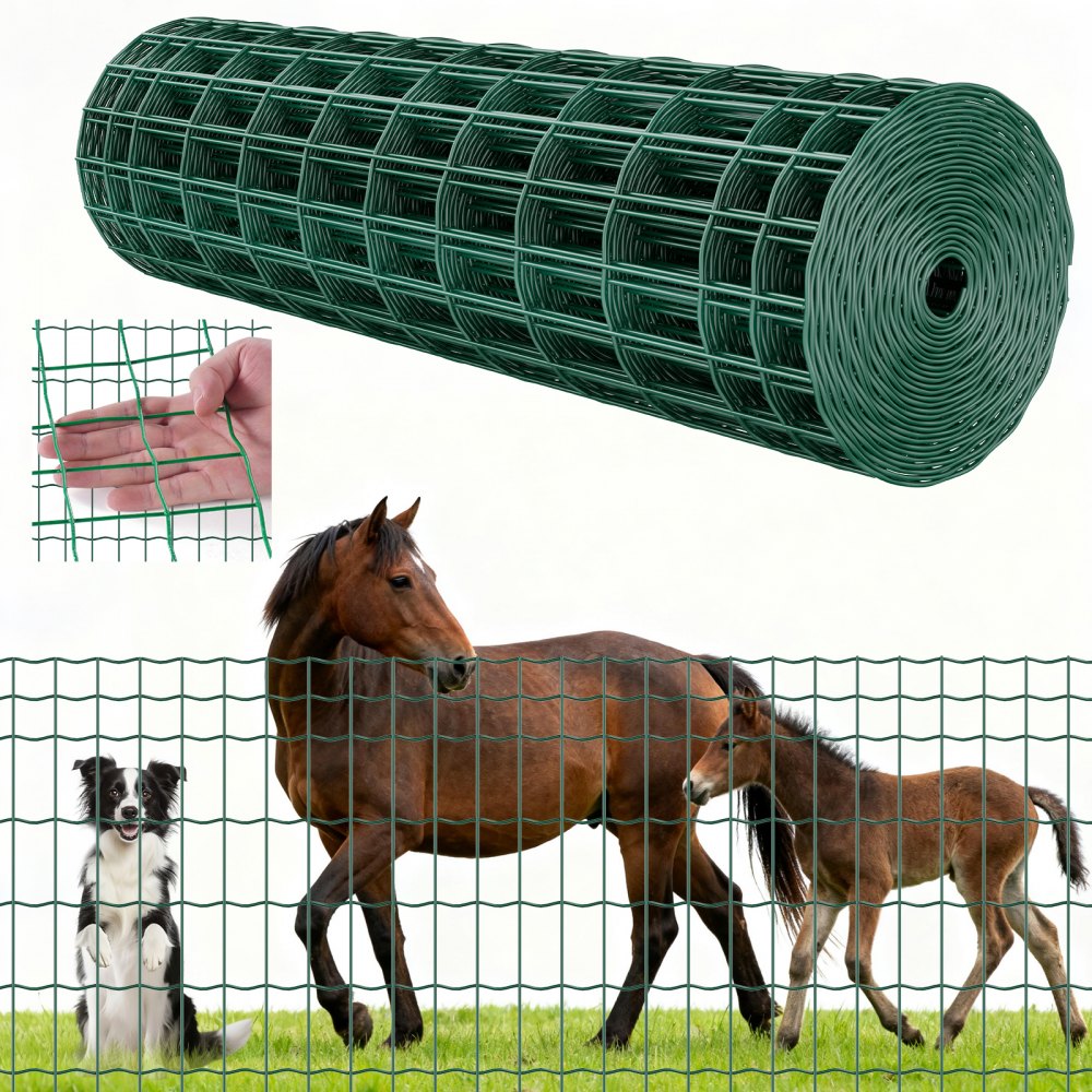 VEVOR Gartenzaun, 1x25 m, Maschenweite 5,08x10,16 cm, φ2,1 mm, verzinkter Stahldraht