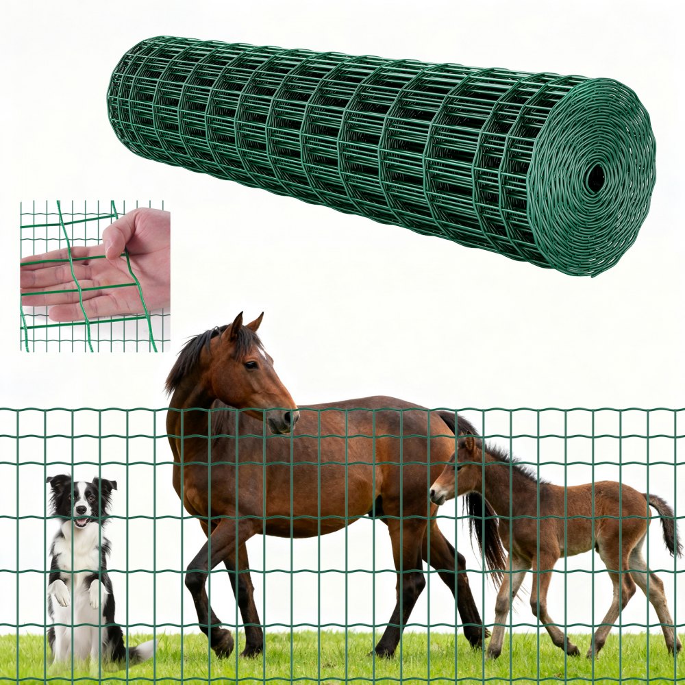 VEVOR Gartenzaun, 1,2 x 25 m, Maschendraht-Zaun 2,1 mm, verzinkter Stahldraht
