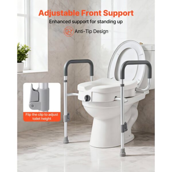 VEVOR Toilettensitzerhöhung Toilettenerhöhung mit Armlehnen & 159 kg Tragkraft & 127 mm Hubhöhe – Bild 4