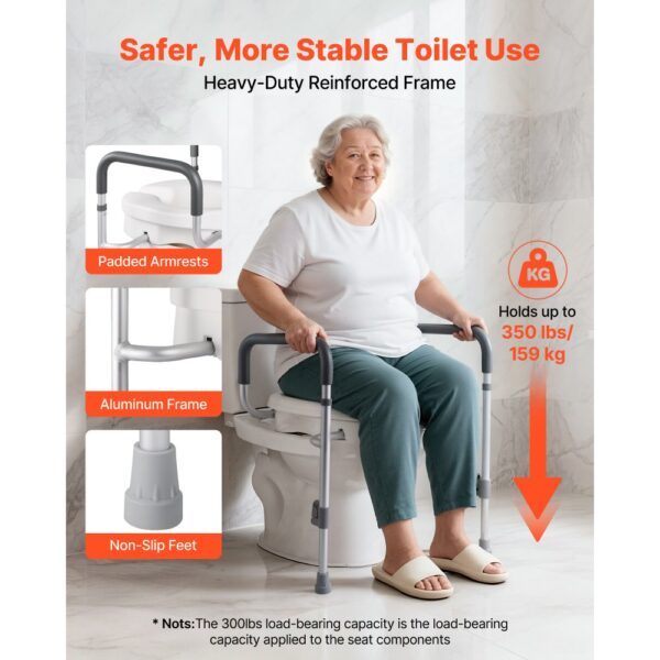 VEVOR Toilettensitzerhöhung Toilettenerhöhung mit Armlehnen & 159 kg Tragkraft & 127 mm Hubhöhe – Bild 5