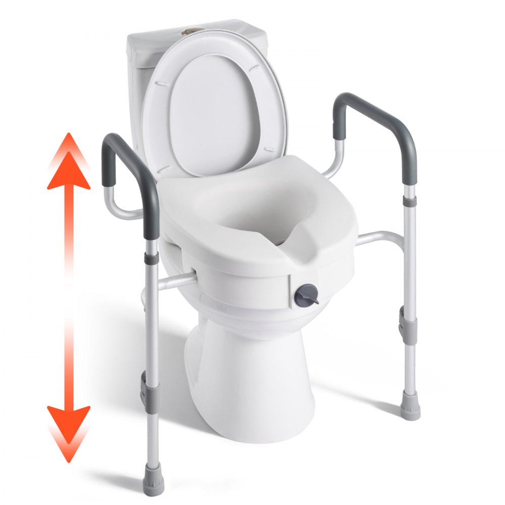 VEVOR Toilettensitzerhöhung Toilettenerhöhung mit Armlehnen & 159 kg Tragkraft & 127 mm Hubhöhe