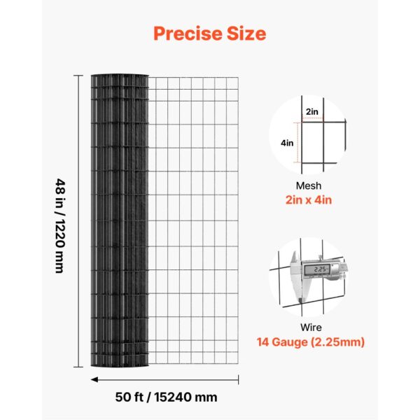 VEVOR Gartenzaun, 122 cm x 15,2 m, Maschenweite 5,08x10,16 cm, φ2,25 mm – Bild 3
