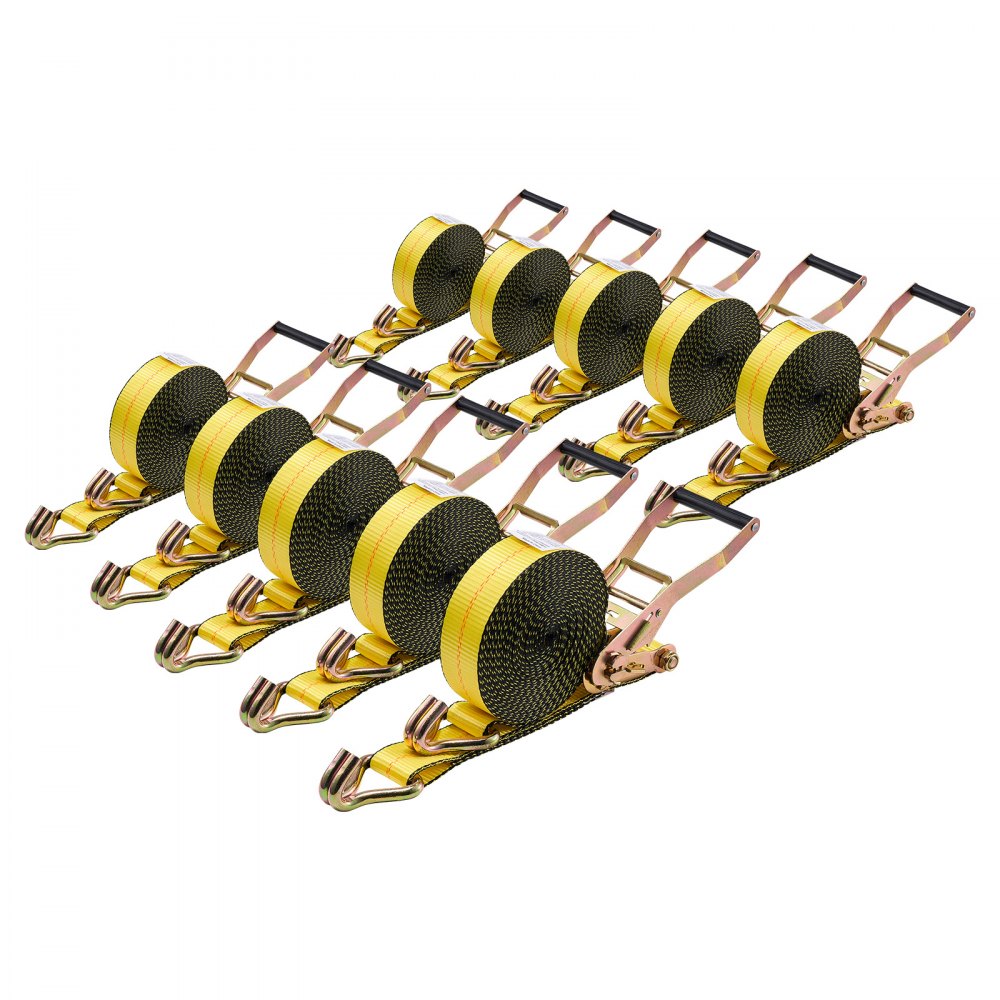 VEVOR Spanngurte, 50,8x9144 mm, Hochleistungs-Zurrgurte mit Doppel-J-Haken, Bruchlast 4536 kg, 10er-Pack
