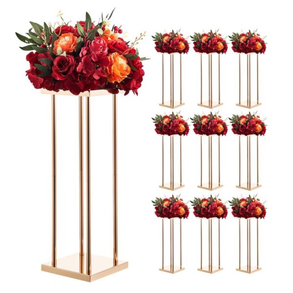 VEVOR Hochzeitsblumenständer 200x200x600 mm, 10 Stk. Blumenhocker mit Metallablage & zylindrischen Beinen
