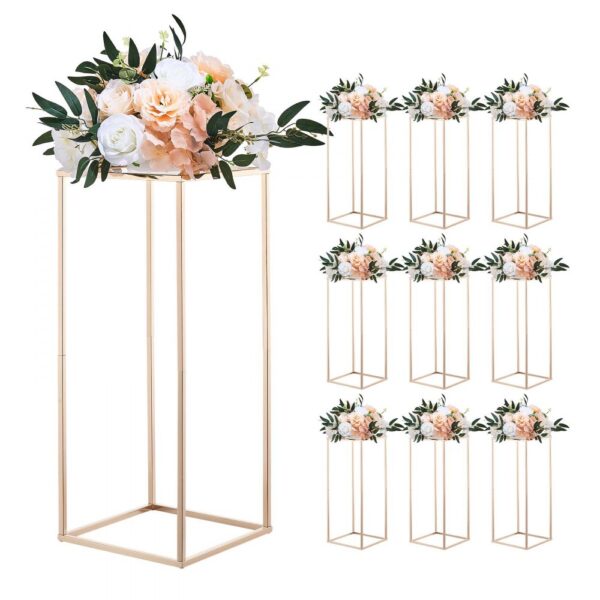 VEVOR Hochzeitsblumenständer 250x250x600mm, 10er-Pack Blumenhocker, Blumenständer mit Acrylablage