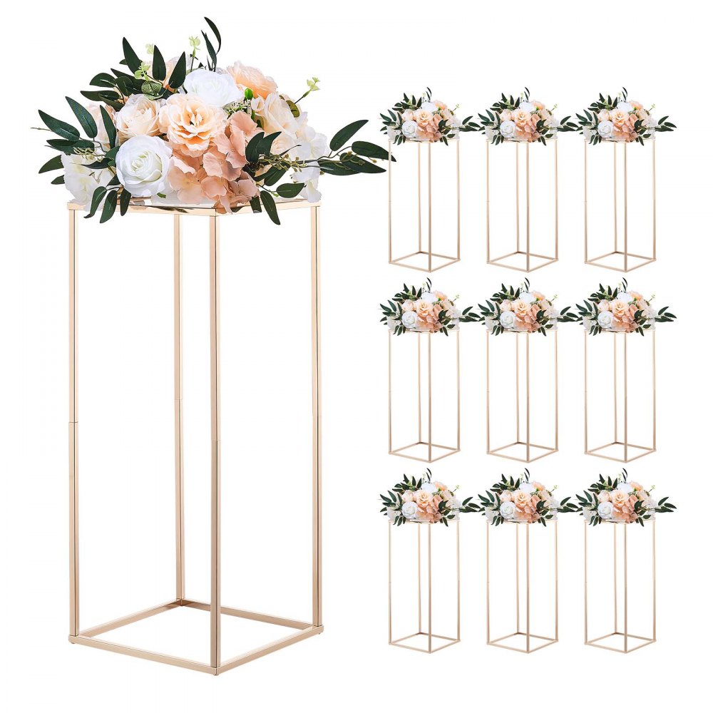 VEVOR Hochzeitsblumenständer 250x250x600mm, 10er-Pack Blumenhocker, Blumenständer mit Acrylablage