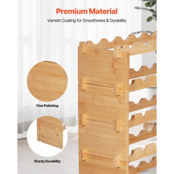 VEVOR stapelbares modulares Weinregal für 72 Flaschen, 8-stöckig, Flaschenregal mit 80 kg Gesamtbelastbarkeit – Bild 5