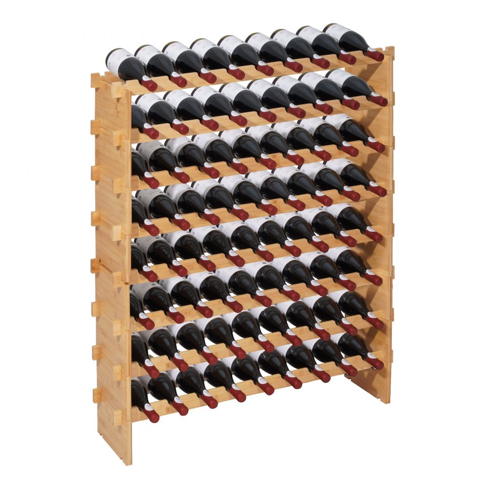 VEVOR stapelbares modulares Weinregal für 72 Flaschen, 8-stöckig, Flaschenregal mit 80 kg Gesamtbelastbarkeit
