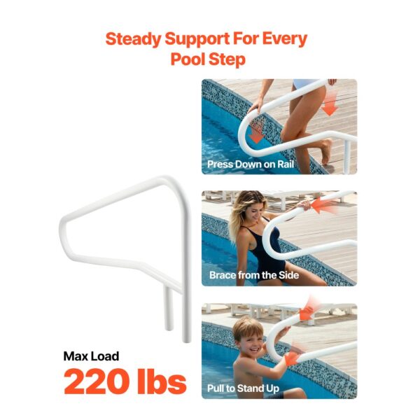 VEVOR Schwimmbad Handlauf, 1371x48x813 mm, 100 kg Tragfähigkeit, Pool Haltegriff aus Edelstahl – Bild 2