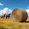 VEVOR Rundballen-Heunetz, 1,8x1,8x1,8 m, 42x42 mm Maschenweite, knotenloses Design