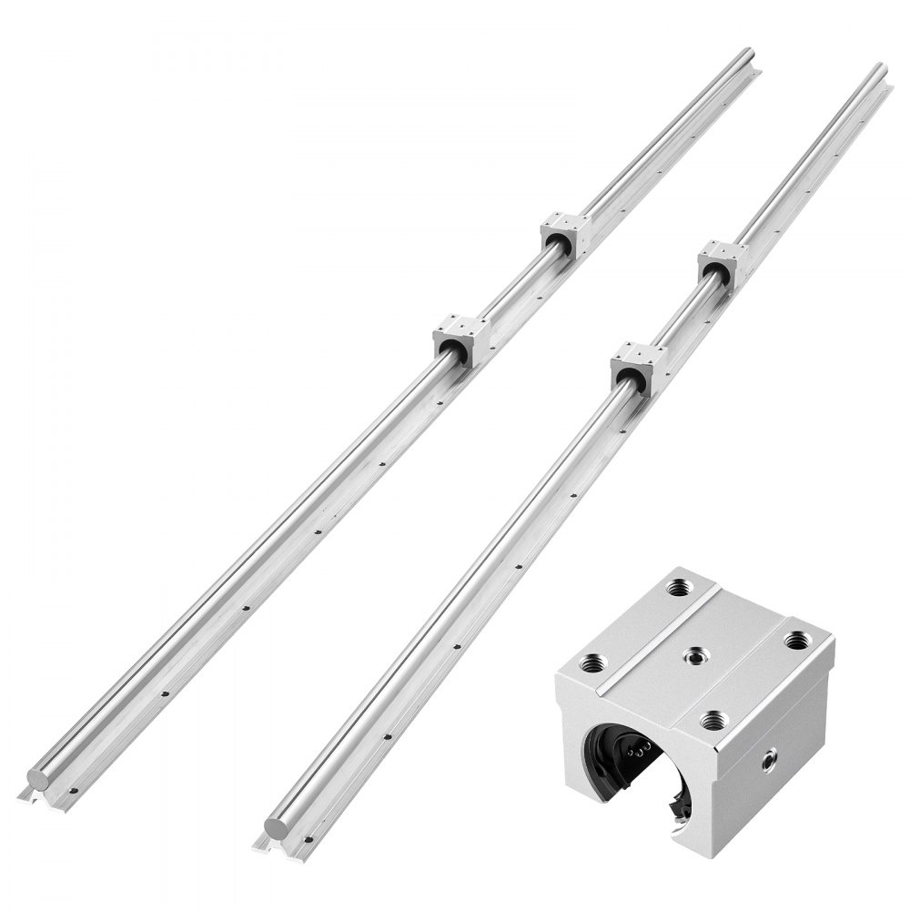 VEVOR Linearführungen SBR20, 2er-Pack 2000 mm Linearschienen & 4 Stk. Gleitblöcke, Fräs- & Bohrmaschinen