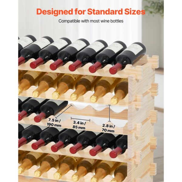 VEVOR stapelbares modulares Weinregal für 96 Flaschen, 8-stöckig, Flaschenregal mit 112 kg Gesamtbelastbarkeit – Bild 3