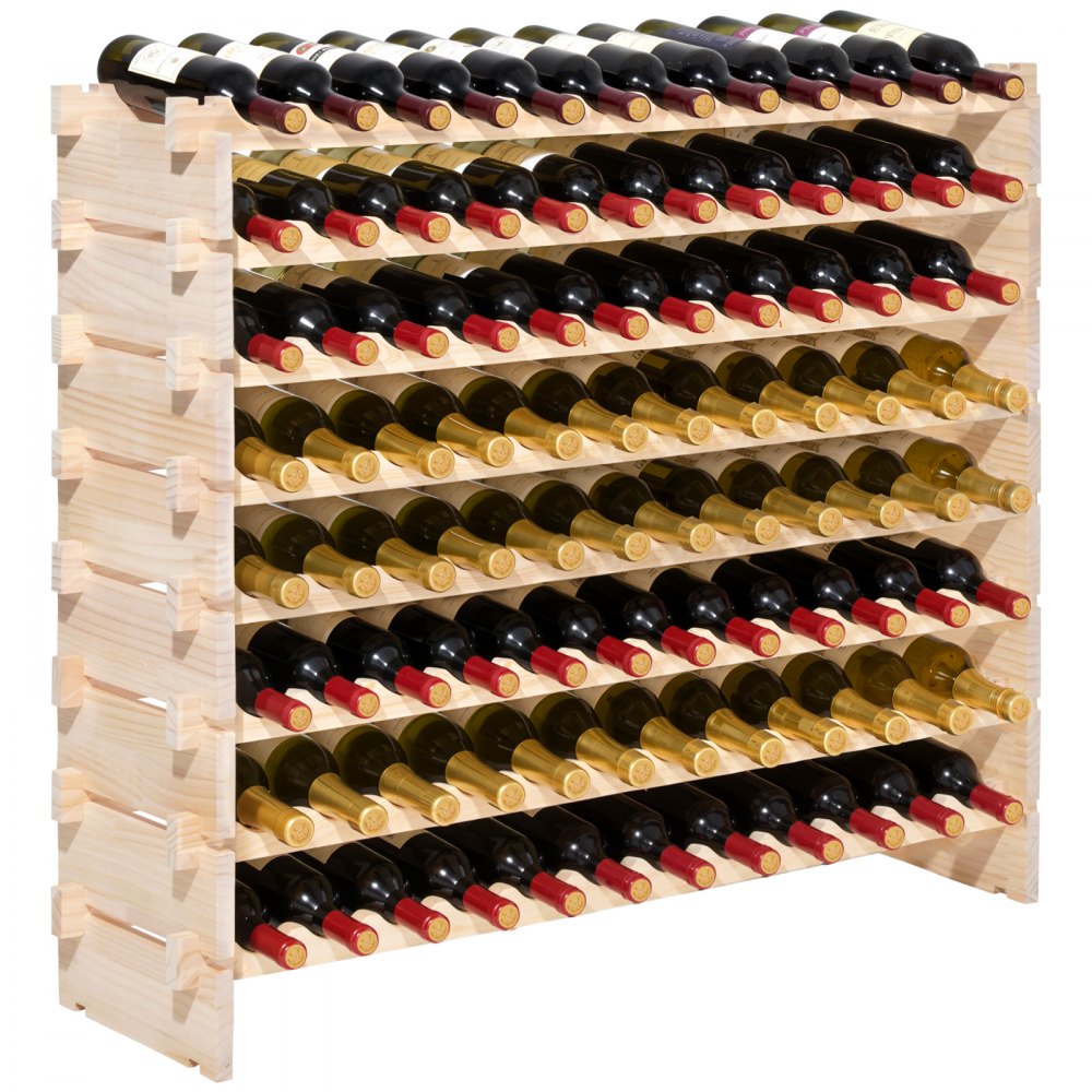 VEVOR stapelbares modulares Weinregal für 96 Flaschen, 8-stöckig, Flaschenregal mit 112 kg Gesamtbelastbarkeit