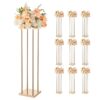 VEVOR Hochzeitsblumenständer 200x200x800mm, 10 Stk. Blumenhocker mit Metallablage & zylindrischen Beinen