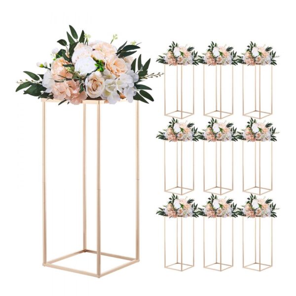 VEVOR Hochzeitsblumenständer 250x250x600mm, 10 Stk. Blumenhocker, Blumenständer mit Metallablage