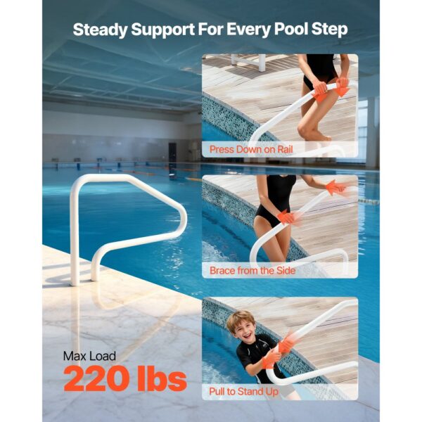 VEVOR Schwimmbad Handlauf, 1220x48x813 mm, 100 kg Tragfähigkeit, Pool Haltegriff aus Edelstahl – Bild 2 VEVOR Schwimmbad Handlauf, 1220x48x813 mm, 100 kg Tragfähigkeit, Pool Haltegriff aus Edelstahl – Bild 2