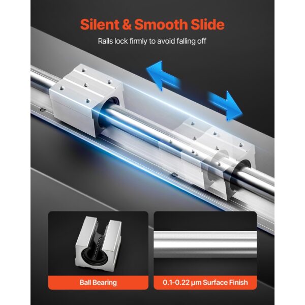 VEVOR Linearführungen SBR25, 2er-Pack 1200 mm Linearschienen & 4 Stk. Gleitlblöcke, Fräs- & Bohrmaschinen usw. – Bild 4