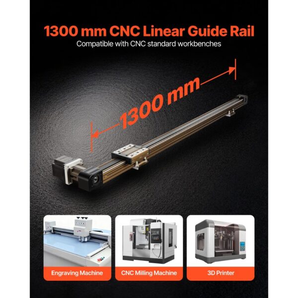 VEVOR Linearführung, CNC-Linearbewegungs-Tischantrieb mit Nema34-Schrittmotor, 1300 mm Hub – Bild 2