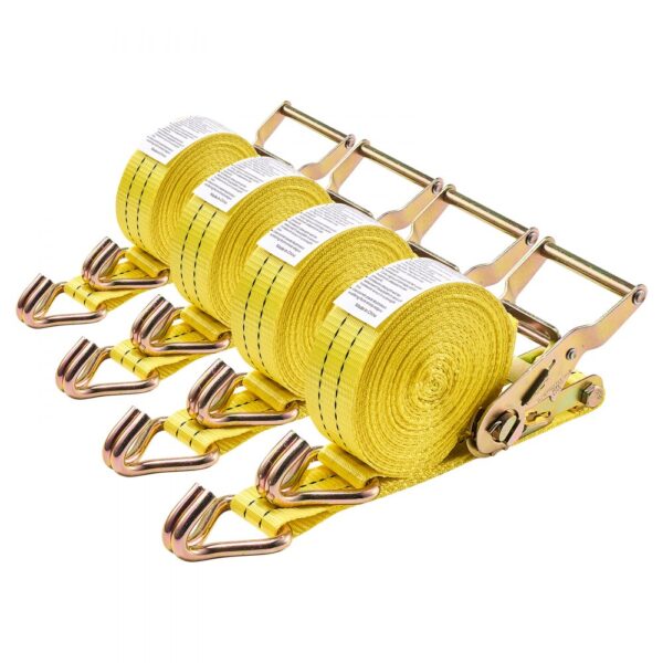 VEVOR Spanngurte, 38,1 x 6096 mm, Hochleistungs-Zurrgurte mit Doppel-J-Haken, 2000 kg Bruchlast, 4er-Pack