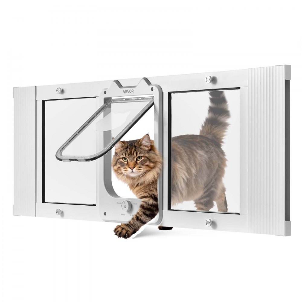 VEVOR Katzenklappe Katzentür Anpassbar an Fensterbreiten (889-1016 mm), Weiß