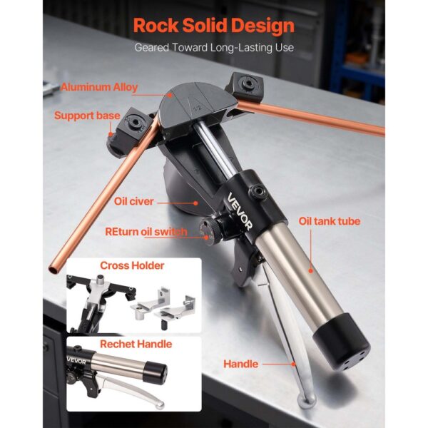 VEVOR Hydraulisches Rohrbiegegerät, 6-22 mm, mit 7 Aluminiumlegierungs-Biegebacken – Bild 5