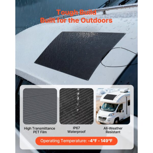 VEVOR Solarmodul Halb Flexibel 200 W, Netzunabhängiges Mono-Ladegerät mit MC4-Ausgang, Wohnmobile – Bild 5