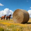 VEVOR Rundballen-Heunetz, 1,5x1,5x1,5 m, Maschenweite 38,1x38,1 mm, knotenloses Design