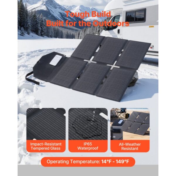 VEVOR Faltbares Solarpanel 60 W, 16BB N-Typ monokristallines Solarmodul mit 24 % Wirkungsgrad, Typ-C – Bild 5