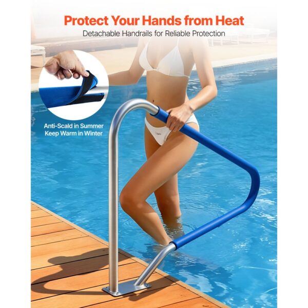 VEVOR Schwimmbad Handlauf, 1220x100x915mm, Tragfähigkeit 100kg, Pool Haltegriff aus Edelstahl 304 – Bild 4