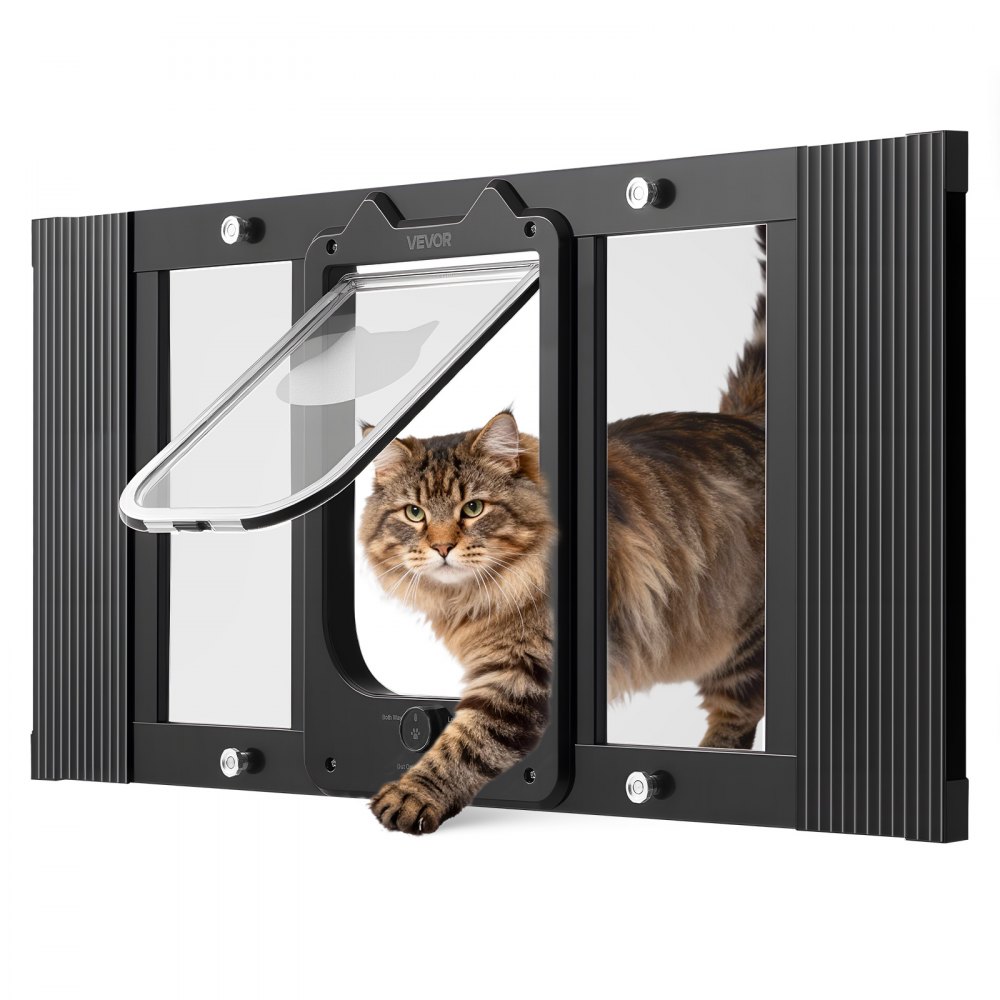 VEVOR Katzenklappe Katzentür Anpassbar an Fensterbreiten (686-813 mm), Schwarz