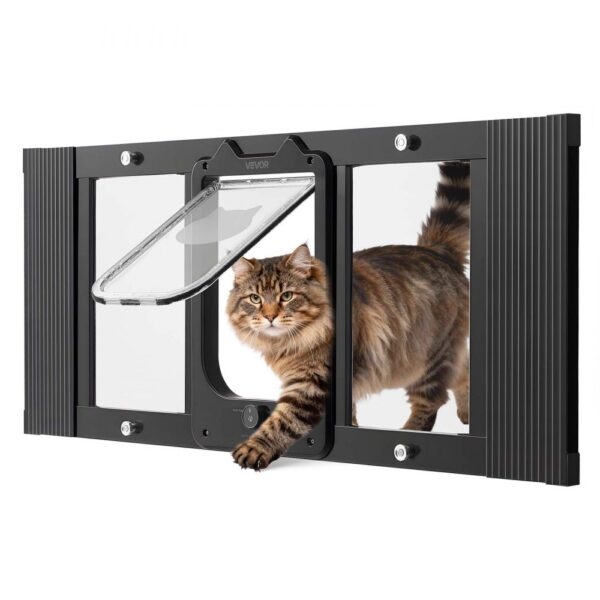 VEVOR Katzenklappe Katzentür Anpassbar an Fensterbreiten (787-914 mm), Schwarz