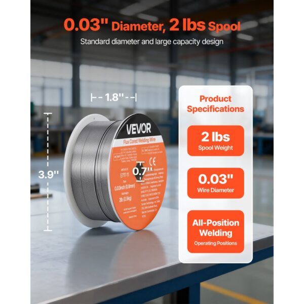 VEVOR Fülldraht 0,8 mm, MIG Schweißdraht E71T-11, Selbstschützend für den Außeneinsatz, 1 Stk. – Bild 2 VEVOR Fülldraht 0,8 mm, MIG Schweißdraht E71T-11, Selbstschützend für den Außeneinsatz, 1 Stk. – Bild 2