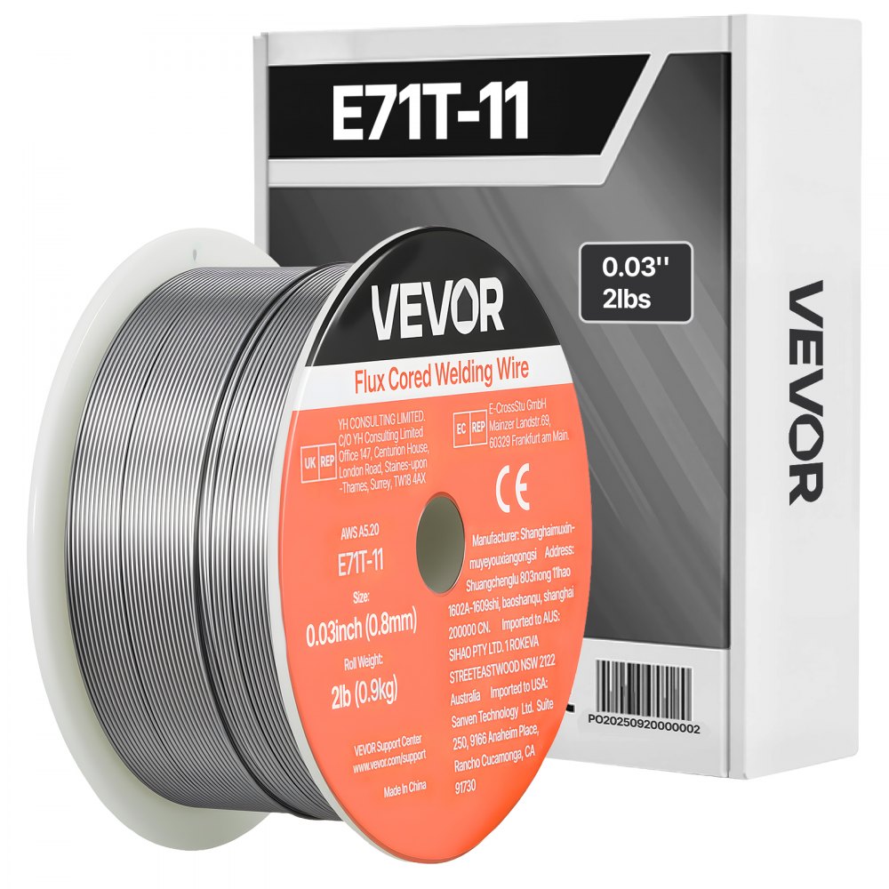 VEVOR Fülldraht 0,8 mm, MIG Schweißdraht E71T-11, Selbstschützend für den Außeneinsatz, 1 Stk.