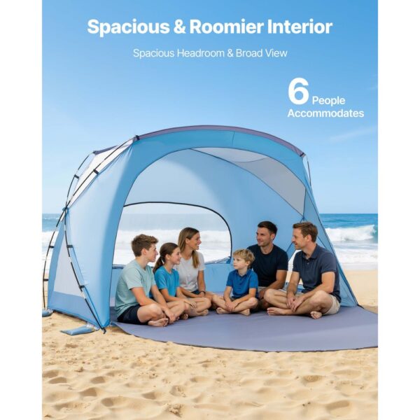 VEVOR Strandmuschel Sonnenschutz für 6 Personen, UPF 50+ Schutz, Sonnenzelt – Bild 3