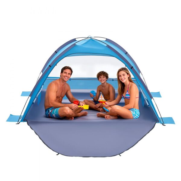 VEVOR Strandmuschel Sonnenschutz für 3 Personen, UPF 50+ Schutz, Sonnenzelt