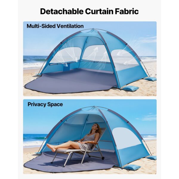 VEVOR Strandmuschel Sonnenschutz für 3 Personen, UPF 50+ Schutz, Sonnenzelt – Bild 3