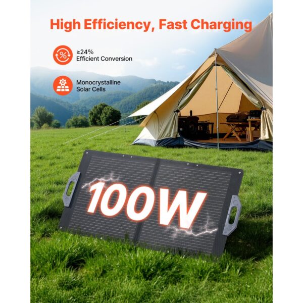 VEVOR Faltbares Solarpanel 100 W, Tragbares Solarladegerät 24% Hocheffizienz, IP65 – Bild 2 VEVOR Faltbares Solarpanel 100 W, Tragbares Solarladegerät 24% Hocheffizienz, IP65 – Bild 2