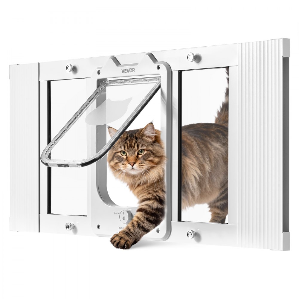 VEVOR Katzenklappe Katzentür Anpassbar an Fensterbreiten (686-813 mm), Weiß