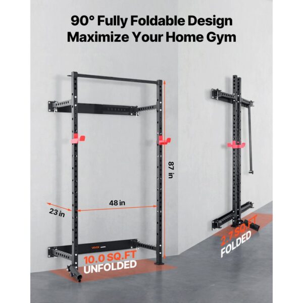 VEVOR Power Cage Klappbar 454 kg Belastbar, Wandmontiertes Power Rack – Bild 2