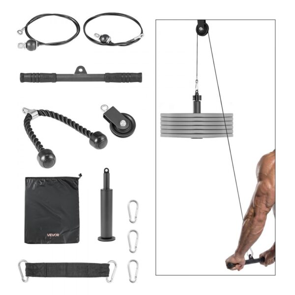 VEVOR Kabelzug, 1 Stück Latzug bis 127 kg Belastbar, Krafttrainingsgerät mit Latzugstange Seilzug