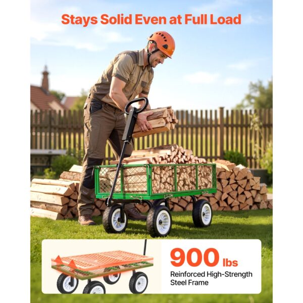 VEVOR Bollerwagen 408,2 kg Tragkraft, Gartenwagen mit PU-Reifen, Stahl-Transportwagen mit Verstellbarem Griff – Bild 2