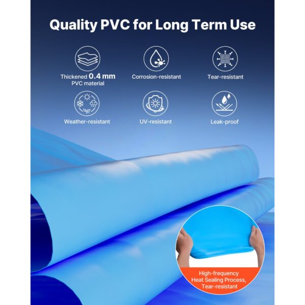VEVOR Poolinnenfolie, 3,75x7,32 m Poolfolie für 120 cm Wandhöhe, Innenhülle 0,4 mm Stärke – Bild 3