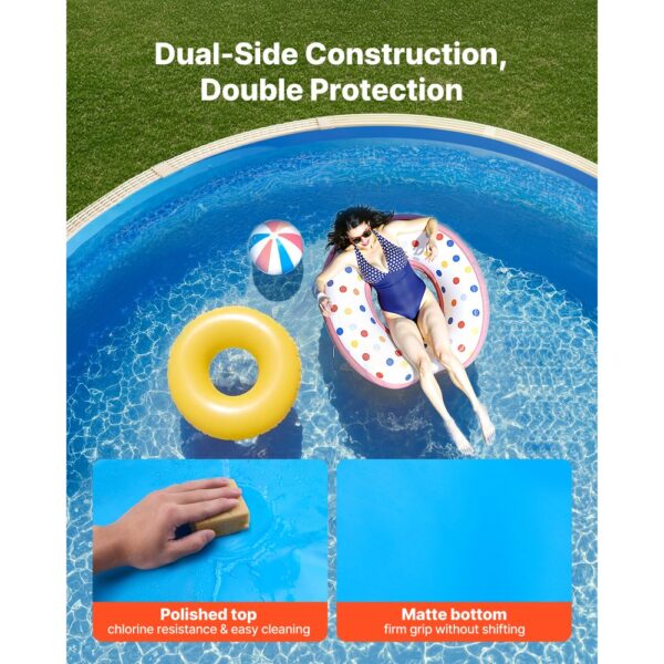 VEVOR Poolinnenfolie, 3,75x7,32 m Poolfolie für 120 cm Wandhöhe, Innenhülle 0,4 mm Stärke – Bild 5