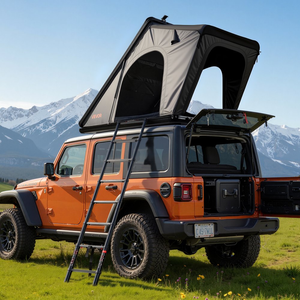 VEVOR Autodachzelt Hartschalen für 2-3 Personen, Wasserfest & Windicht, 2535 x 1320 x 1520 mm (Aufgeklappt)